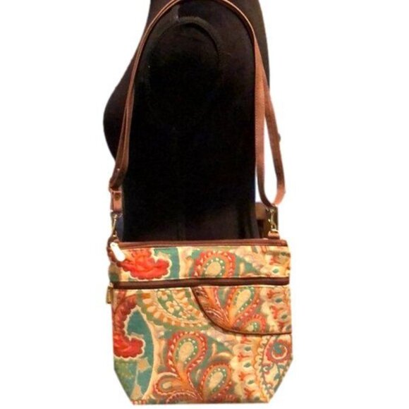 Danny K Multicolored, Paisley Designed Crossbody Bag, Size 11.5" X10.5" - Picture 1 of 9